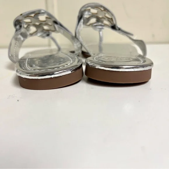 NEW Tory Burch MILLER METALLIC Silver SANDAL women’s size 39EU 8.5M Chic Resort - Picture 8 of 11